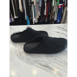 Marni Black Faux Fur Slide Slippers
